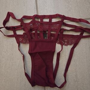 Victoria's Secret Burgundy Lace Strappy Panties